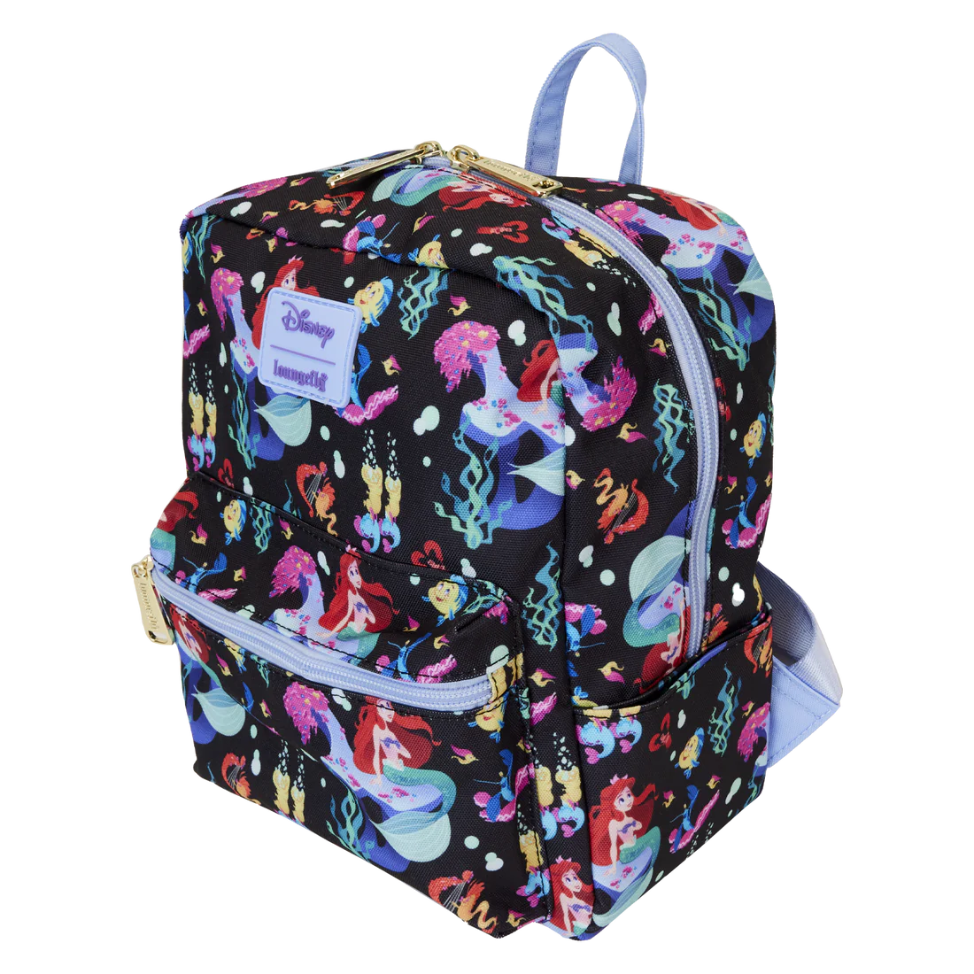 Loungefly Disney Licensed Nylon Mini Backpack for The Little Mermaid 35th Anniversary Featuring 'Life Is The Bubbles' All-Over Print