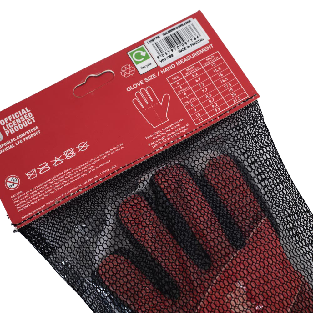 Liverpool FC Youth Goalkeeper Gloves with Latex Foam Palm and Elastic Strap