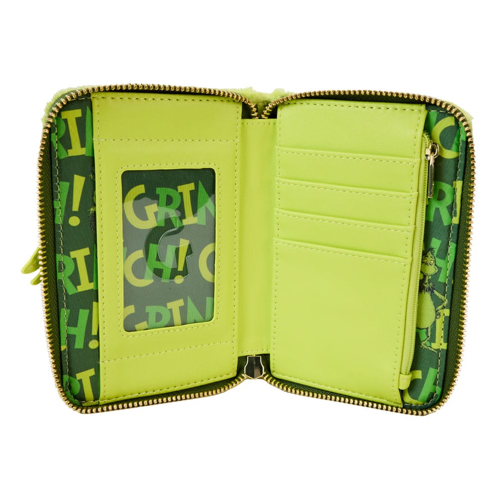 Loungefly Dr. Seuss' How The Grinch Stole Christmas! Plush Cosplay Glow-in-the-Dark Zip Around Wallet for Fans