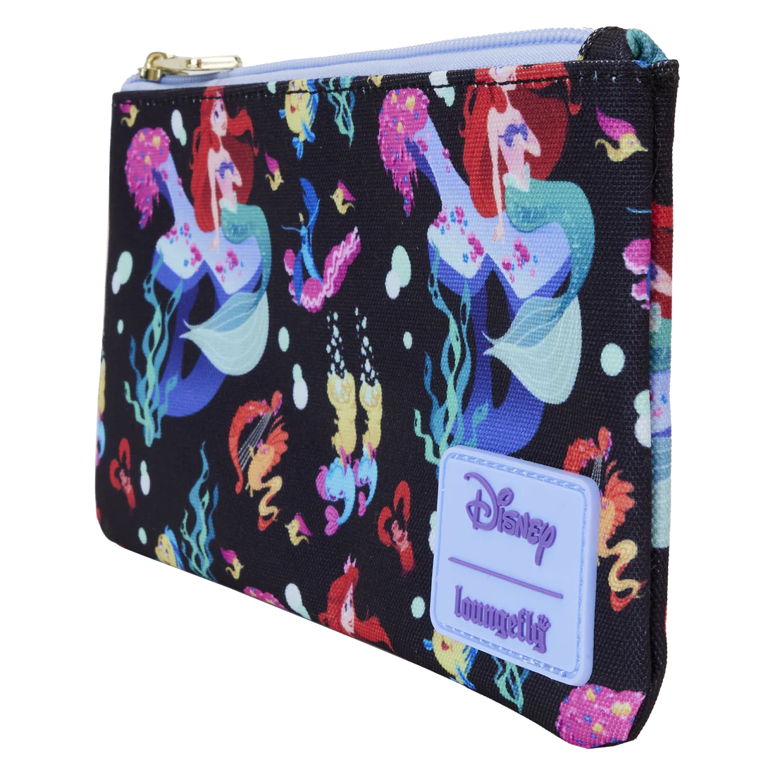Loungefly Disney The Little Mermaid 35th Anniversary Colorful All-Over-Print Nylon Wristlet Wallet