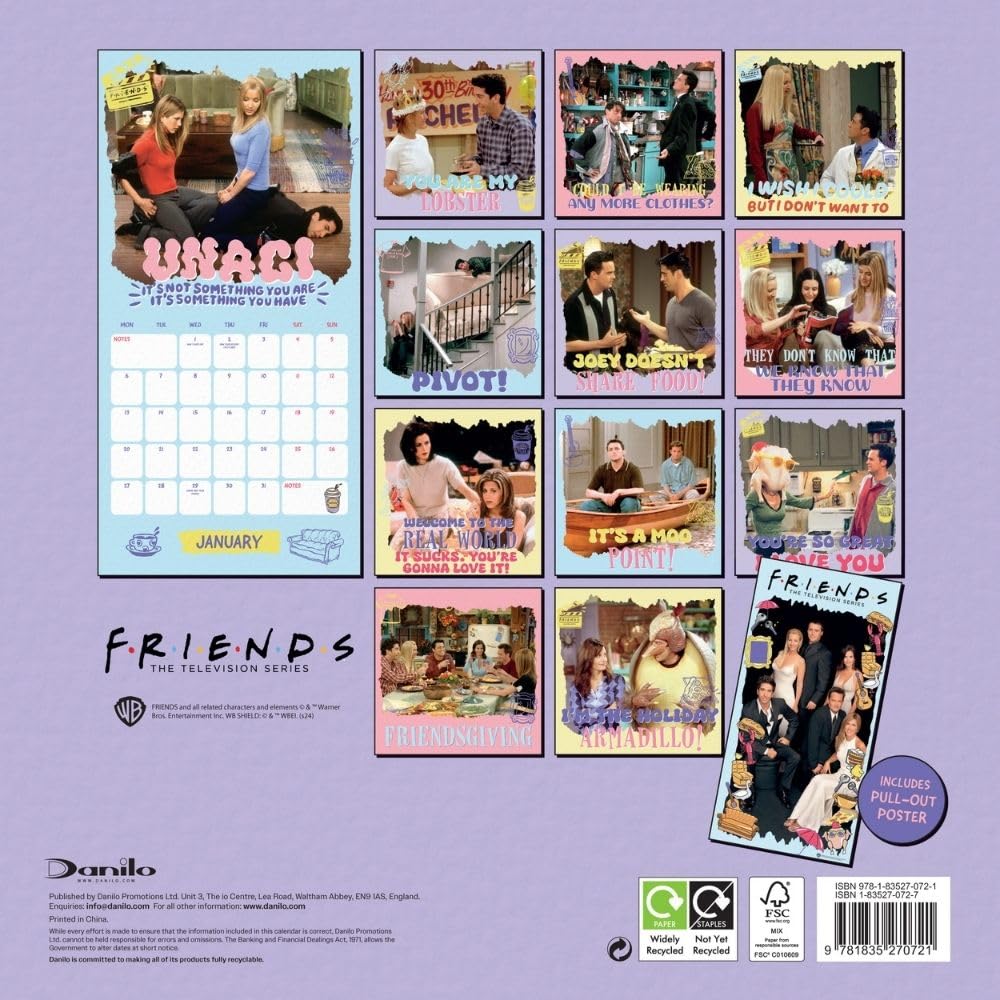 2025 Square Wall Calendar Inspired by the Famous TV Show Friends