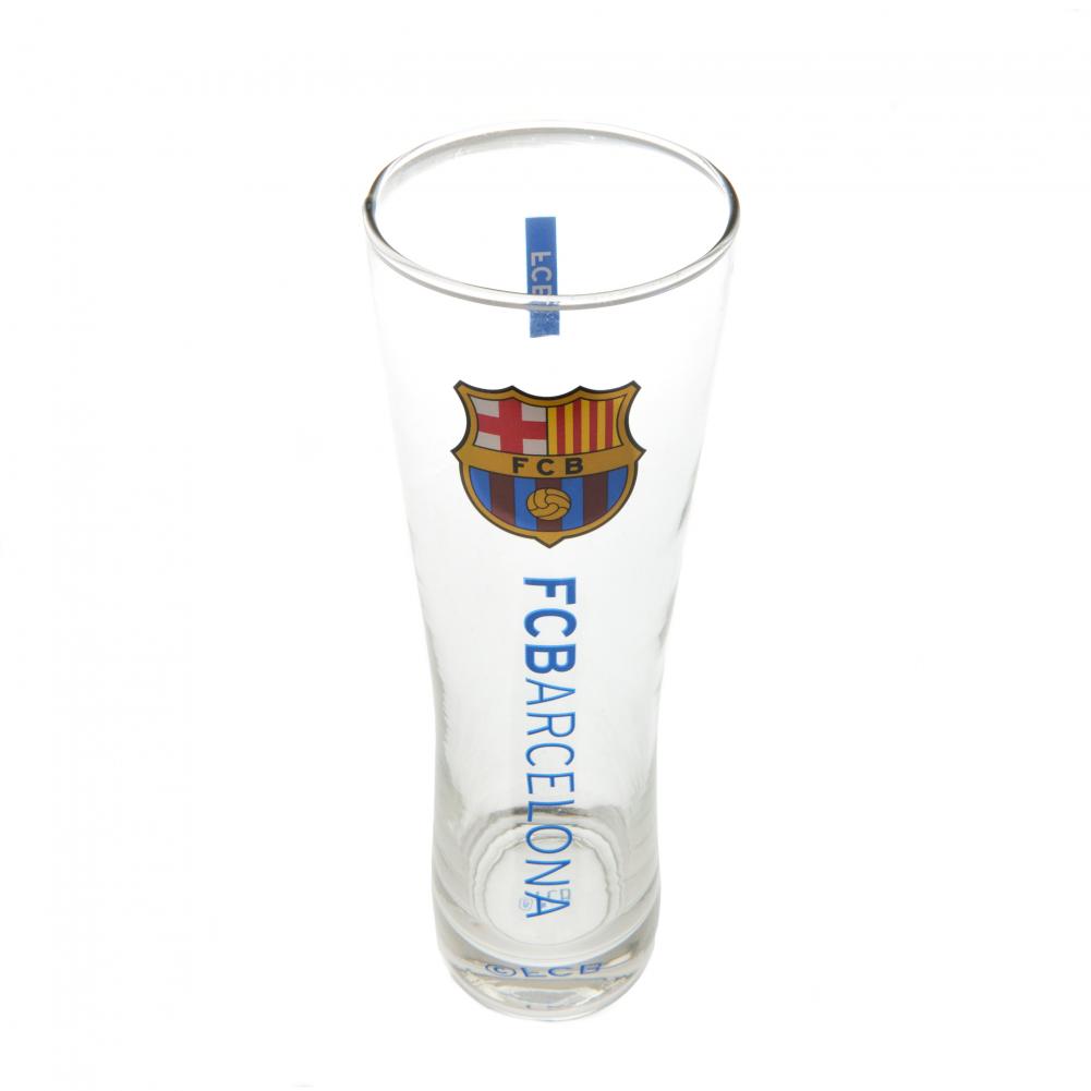 Tall Beer Drinking Glass Featuring FC Barcelona Design