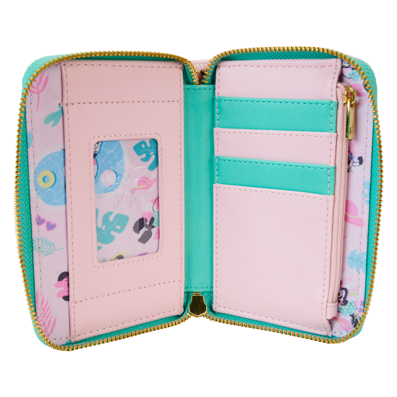 Loungefly Disney Minnie Mouse Themed Vacation-Style Zip Around Wallet for Travel and Daily Use