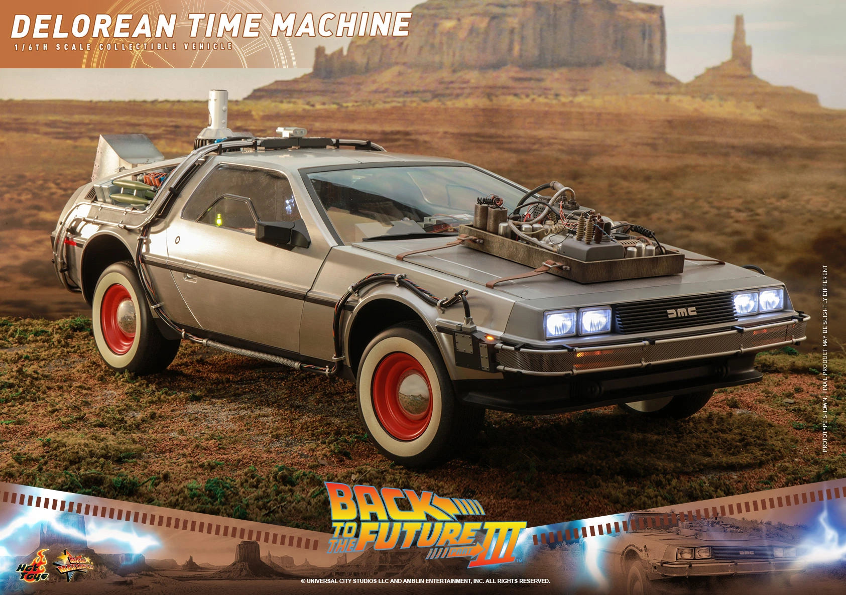 Hot Toys 1/6th Scale Back to the Future Part III DeLorean Time Machine Collectible