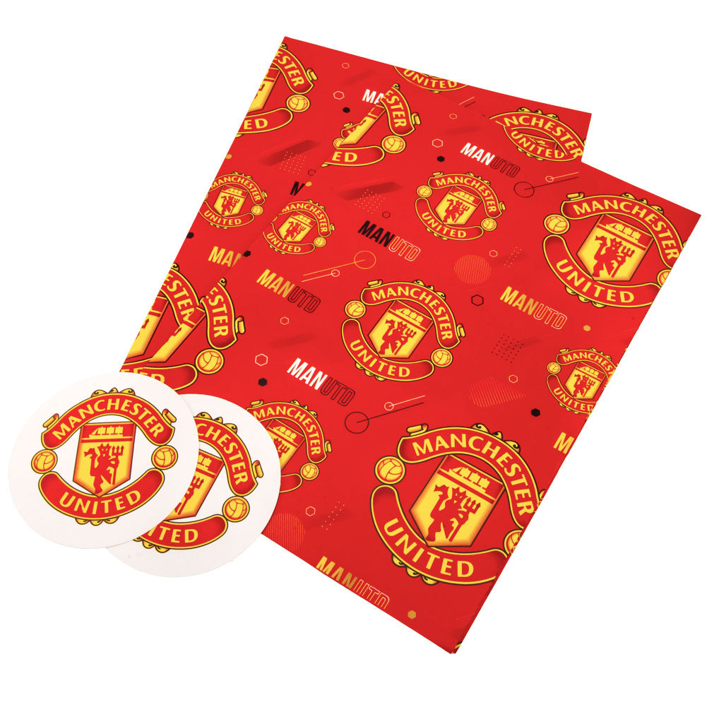 Manchester United Football Club Decorative Text Gift Wrapping Paper Set