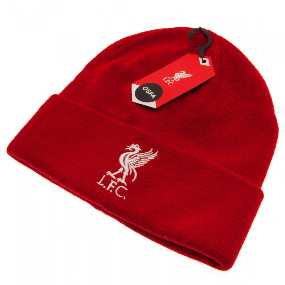 Red Knitted Liverpool FC Beanie with Turn - up Cuff for All Sizes