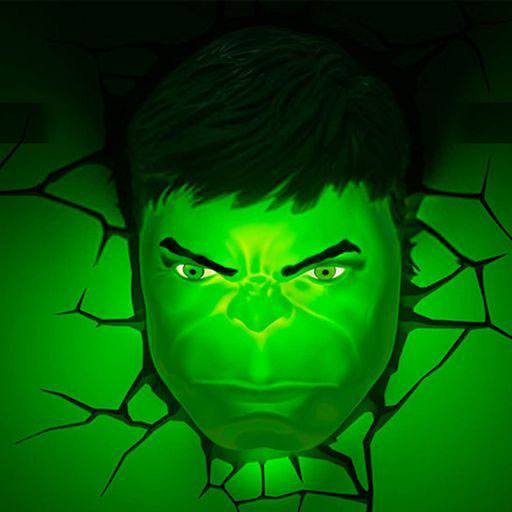 Marvel 3D Decorative Wall Light Featuring The Hulk's Face