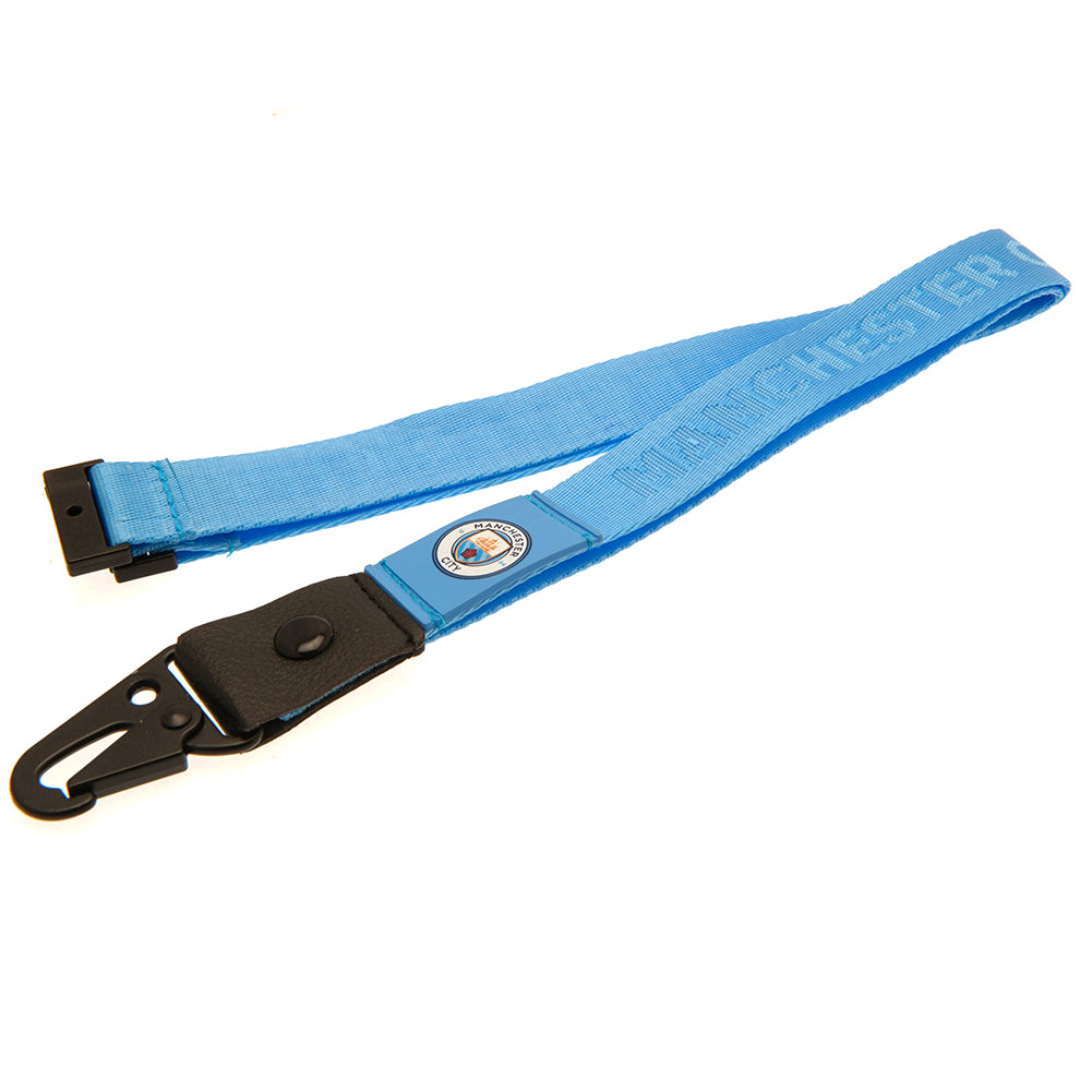 Deluxe Sky Blue Manchester City FC Nylon Lanyard for IDs and Keys