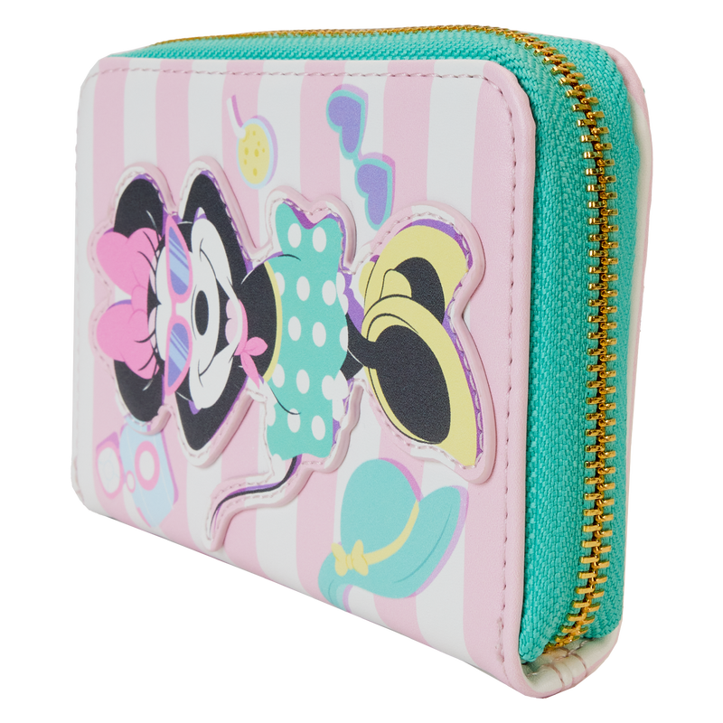 Loungefly Disney Minnie Mouse Themed Vacation-Style Zip Around Wallet for Travel and Daily Use
