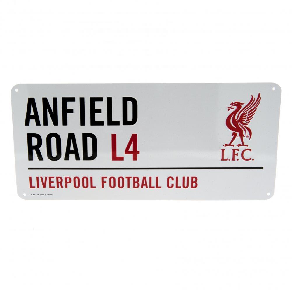 White Glossy Stamped Metal Liverpool FC Road Wall Sign
