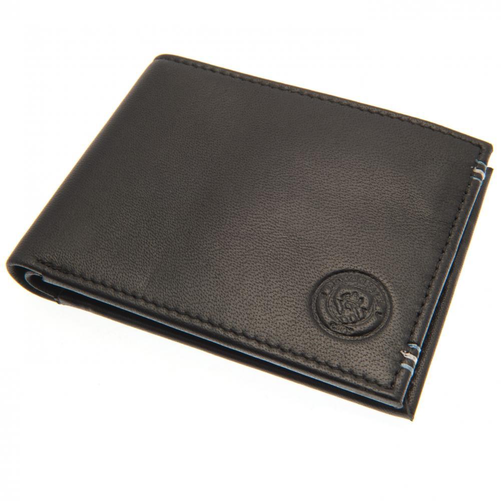 Sky Blue and White Stitched Manchester City FC Premium Leather Wallet