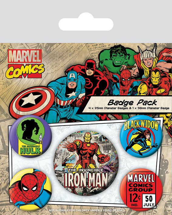 Collectible Marvel Comics Iron Man 5-Pack Pin-Back Buttons for Fans