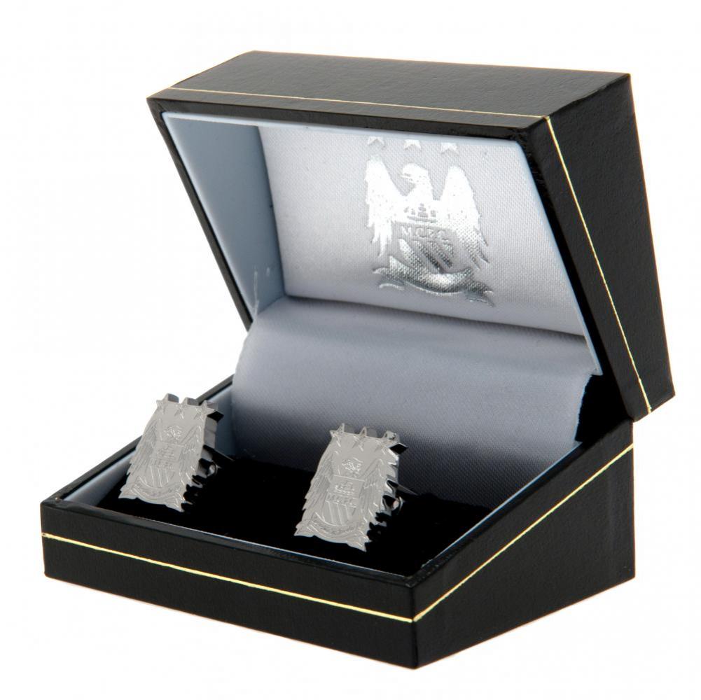Retro-Style Manchester City FC Stainless Steel Crest Cufflinks