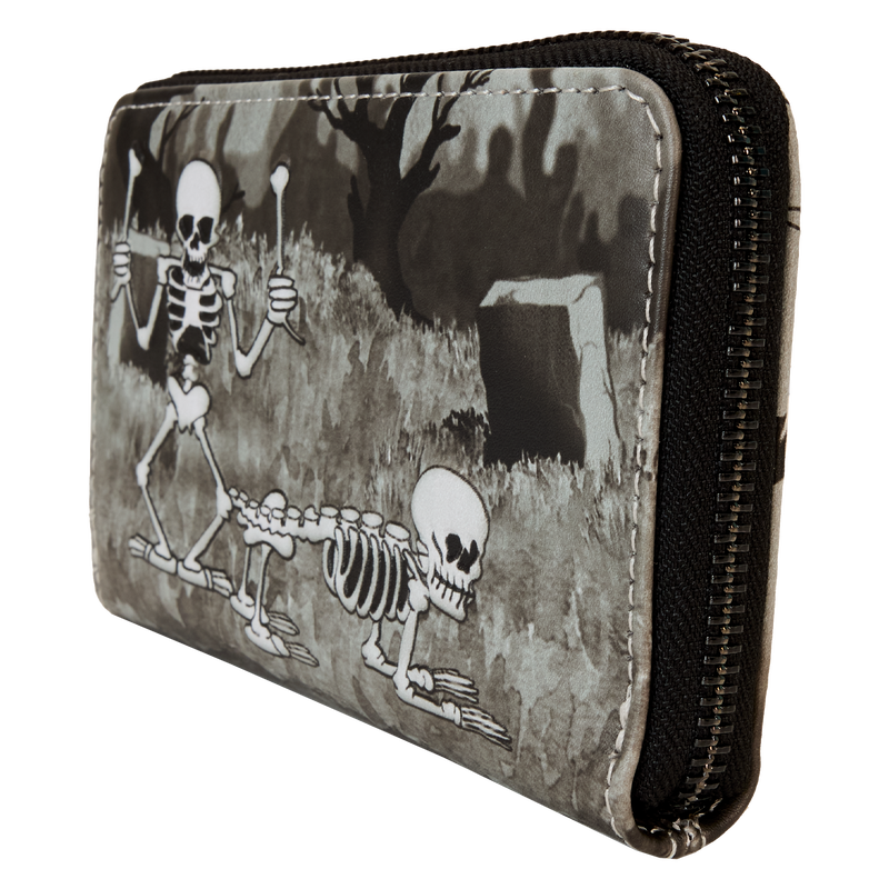 Loungefly Licensed Disney Skeleton Dance Themed Zip Around Vegan Leather Wallet for Collectors