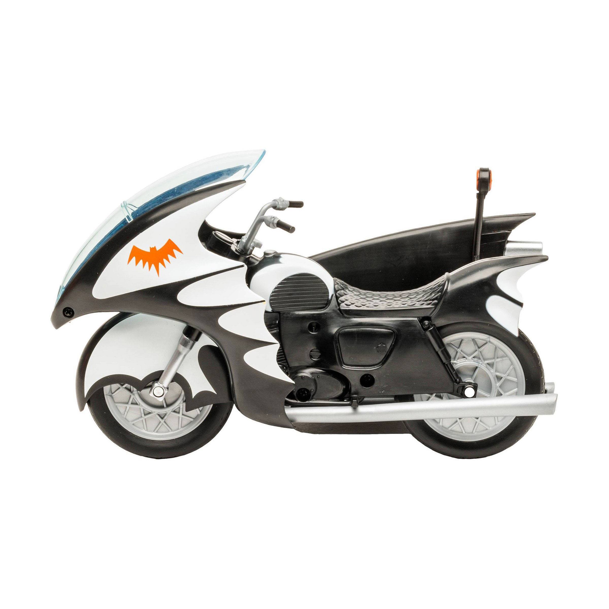 McFarlane DC Retro 1966-Style Batcycle Toy with Detachable Side Car for Collectible Figures