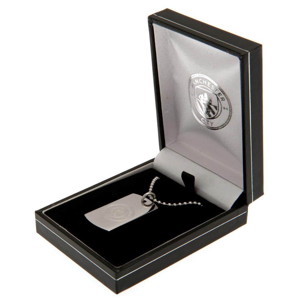 Engraved Manchester City FC Stainless Steel Dog Tag with Ball Chain