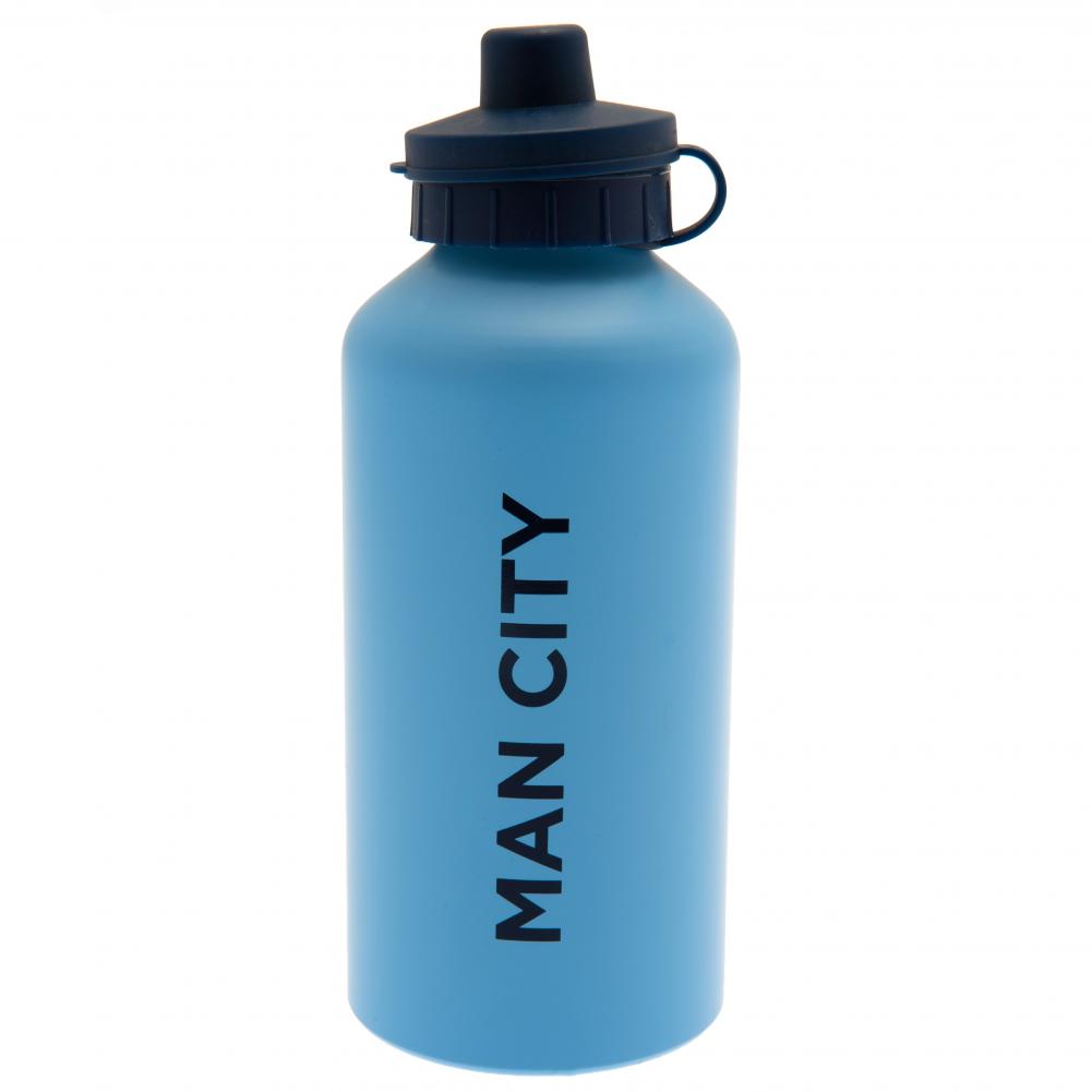 Lightweight Matt Blue Aluminium Drinks Bottle with Manchester City FC Crest