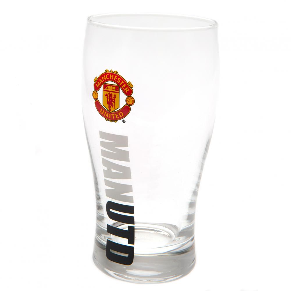 Stylish Manchester United FC Grey and Black Wordmark Tulip Pint Glass