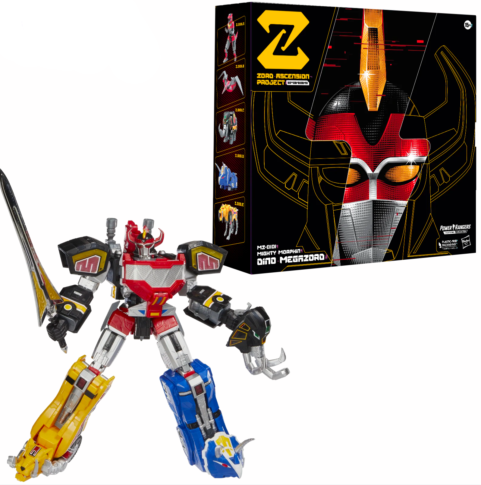Hasbro Power Rangers Lightning Collection Premium Collectible Zord Ascension Project Mighty Morphin Dino Megazord Figure Set