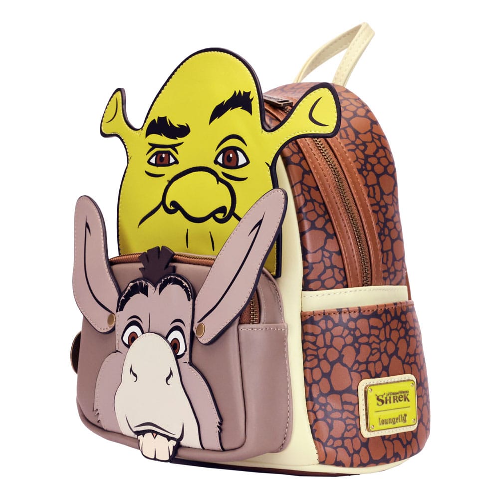 Loungefly Branded Mini Cosplay Backpack Featuring Shrek and Donkey Characters