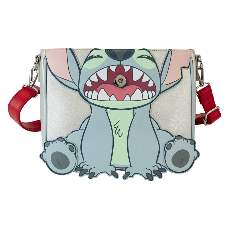 Loungefly Disney Glittery Stitch Holiday Crossbody Bag for Winter Fun