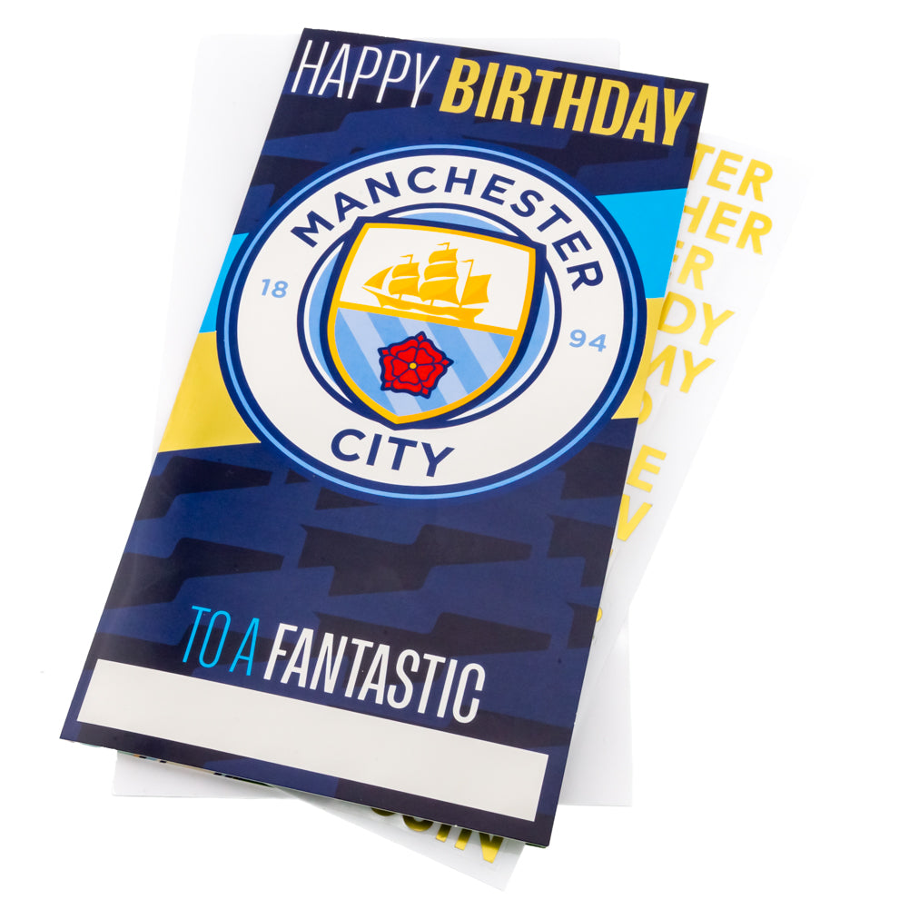 Personalised Manchester City FC Birthday Card with Vibrant Blue Gloss
