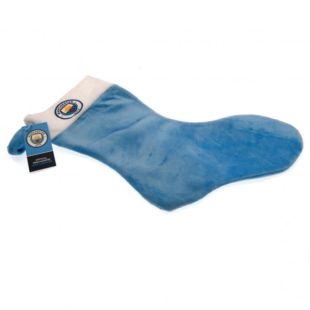 Soft 100% Polyester Sky Blue Manchester City FC Christmas Stocking