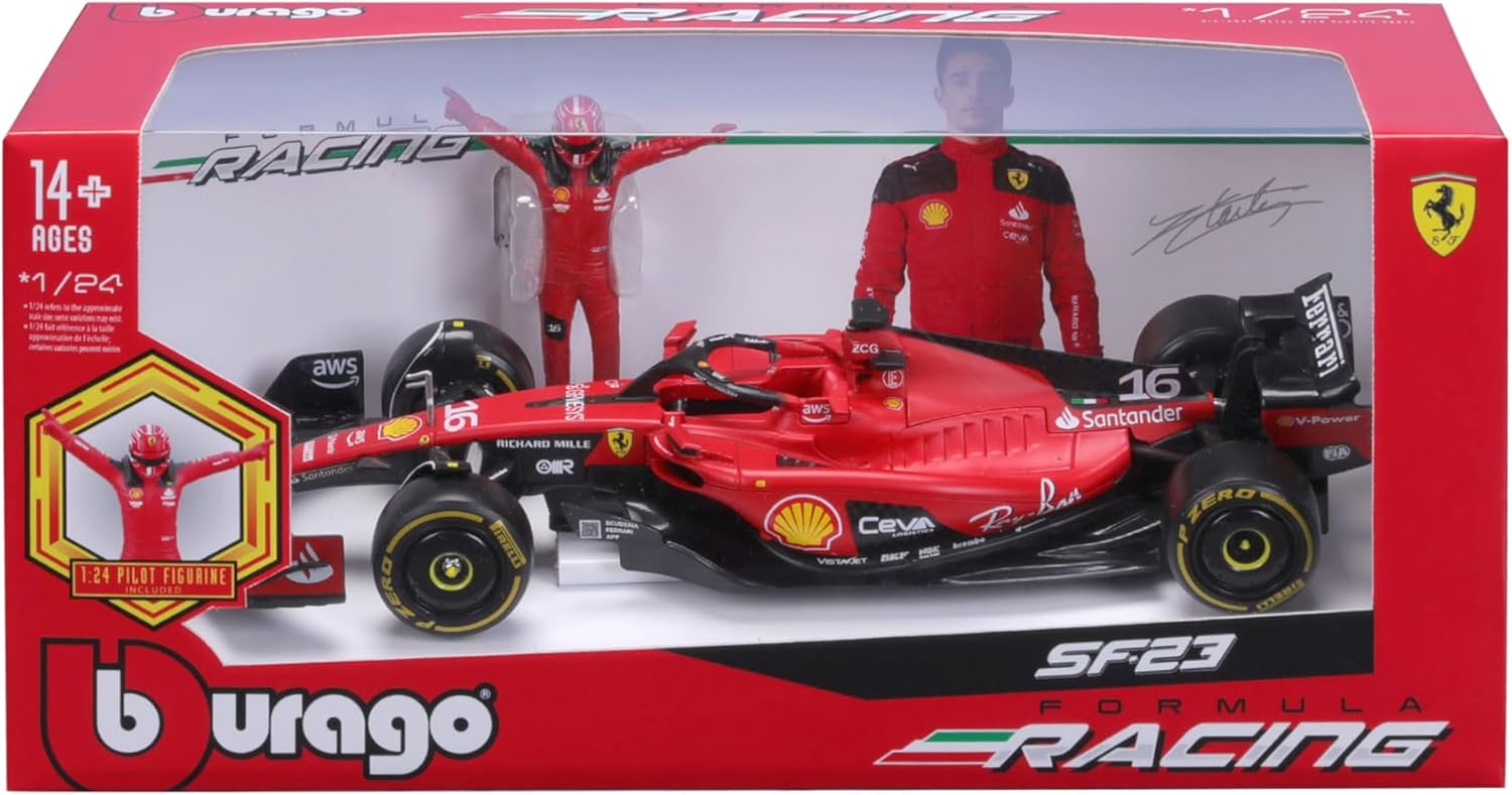 Formula 1 Ferrari SF - 23 Official Die - cast Collectible Model with Charles Leclerc Driver Figure Replica