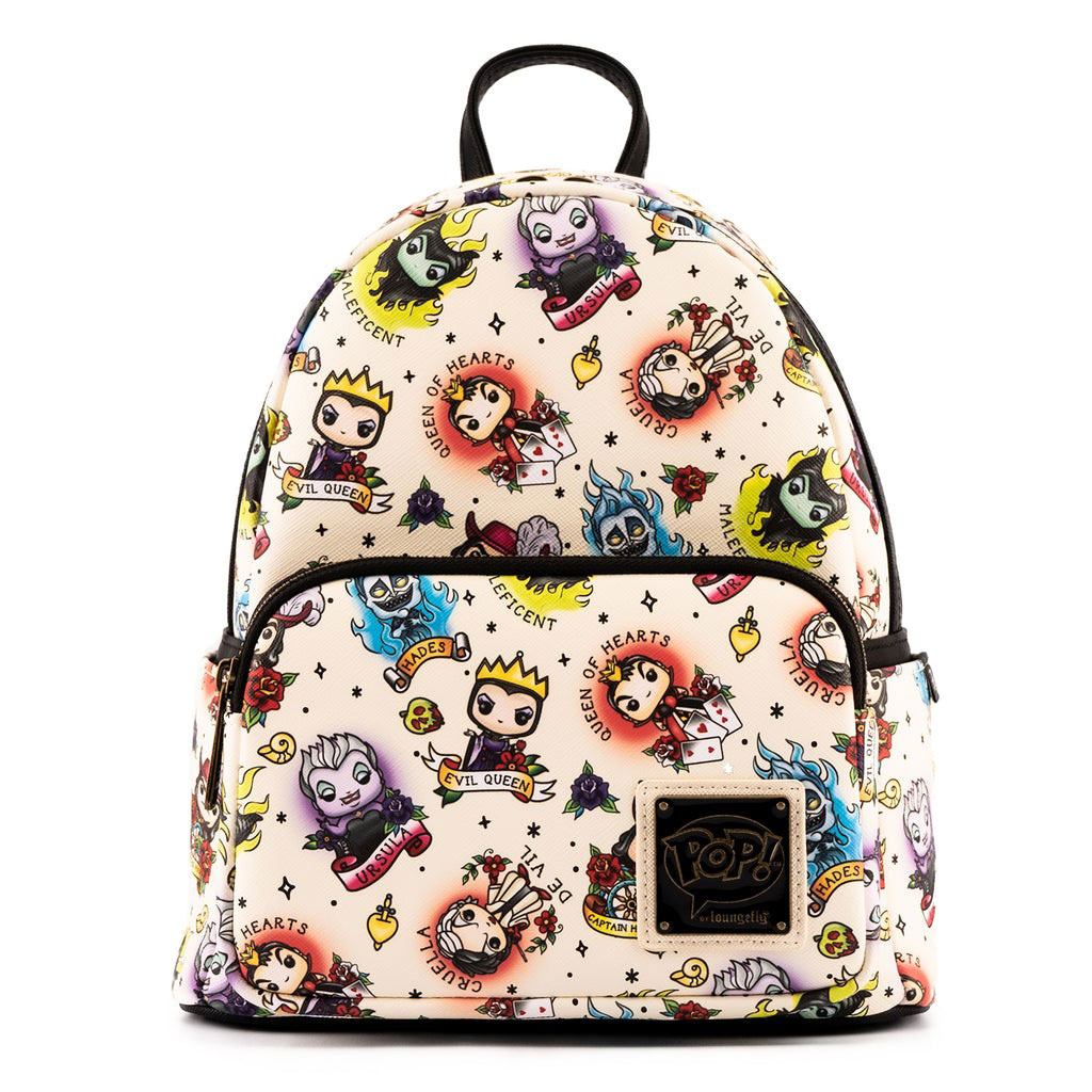 Loungefly Disney Pop! Villains Tattoo All-Over-Print Mini Backpack