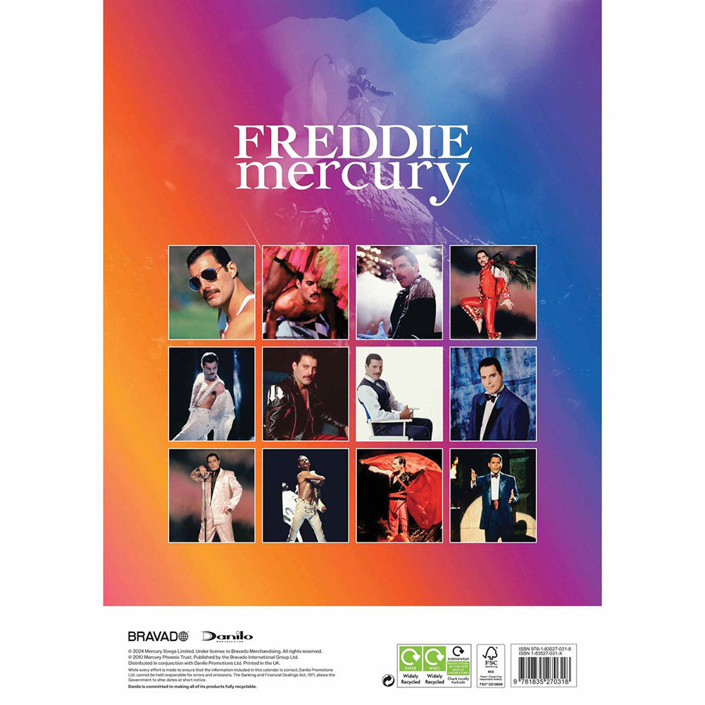 2025 Freddie Mercury Classic Rock Legend A3 Wall Calendar