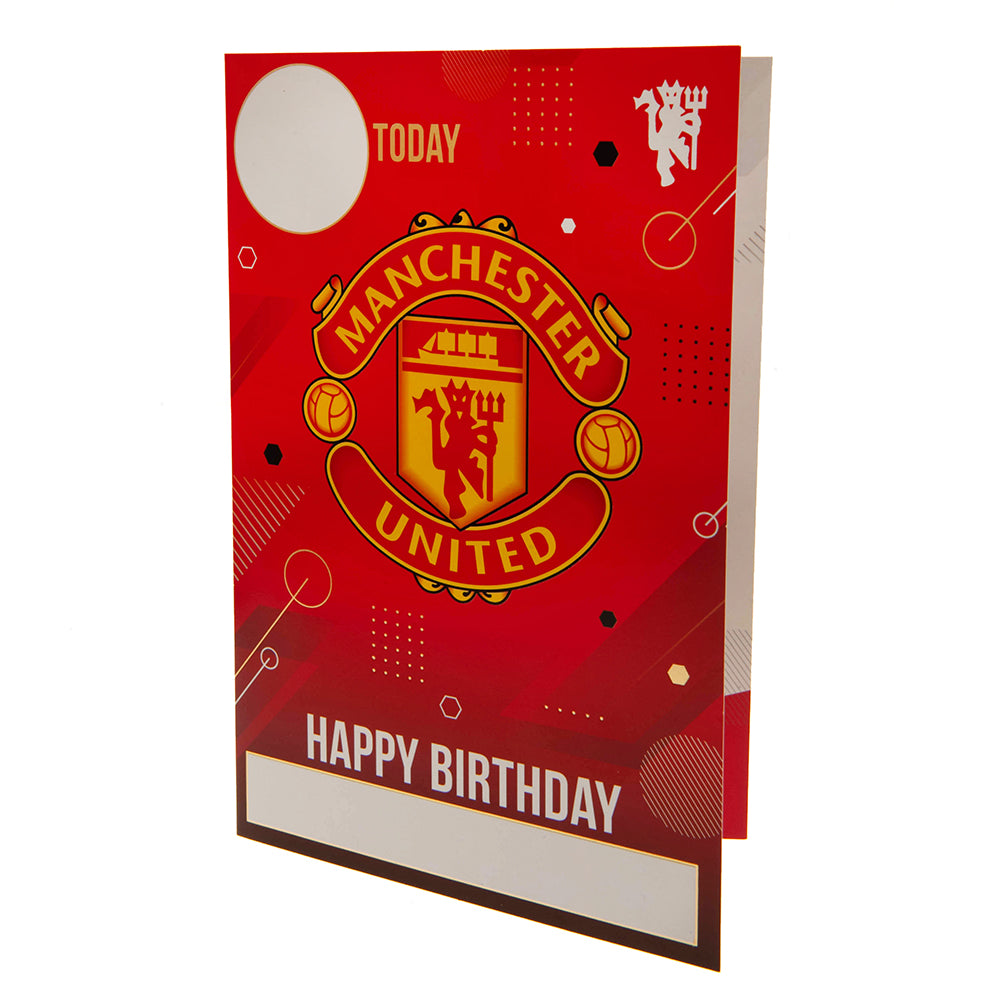 Manchester United FC Personalizable Birthday Card with Shiny Gold Stickers