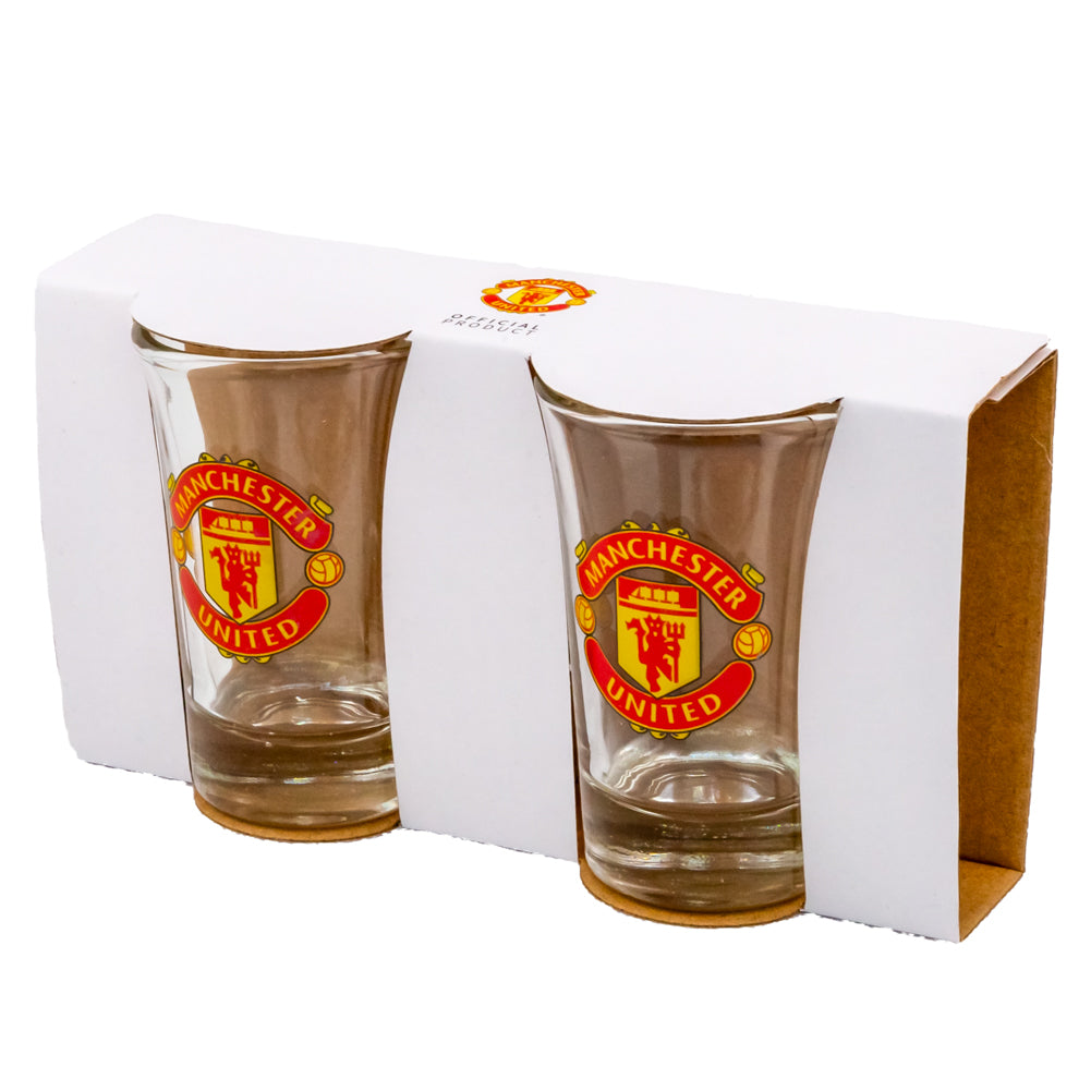 2-Piece Manchester United FC Shot Glass Set with Full-Color Club Crest