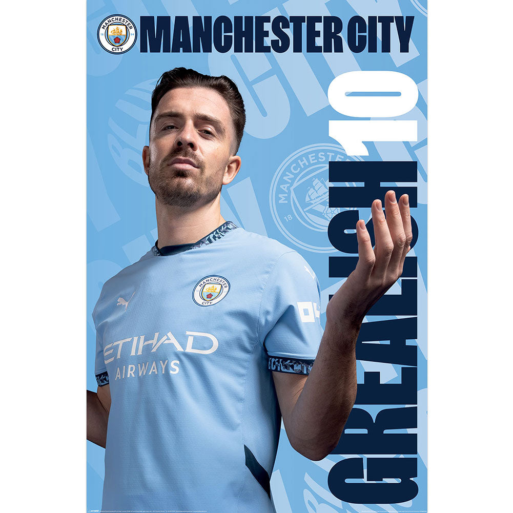 High - resolution Manchester City FC Jack Grealish Rolled Maxi Poster