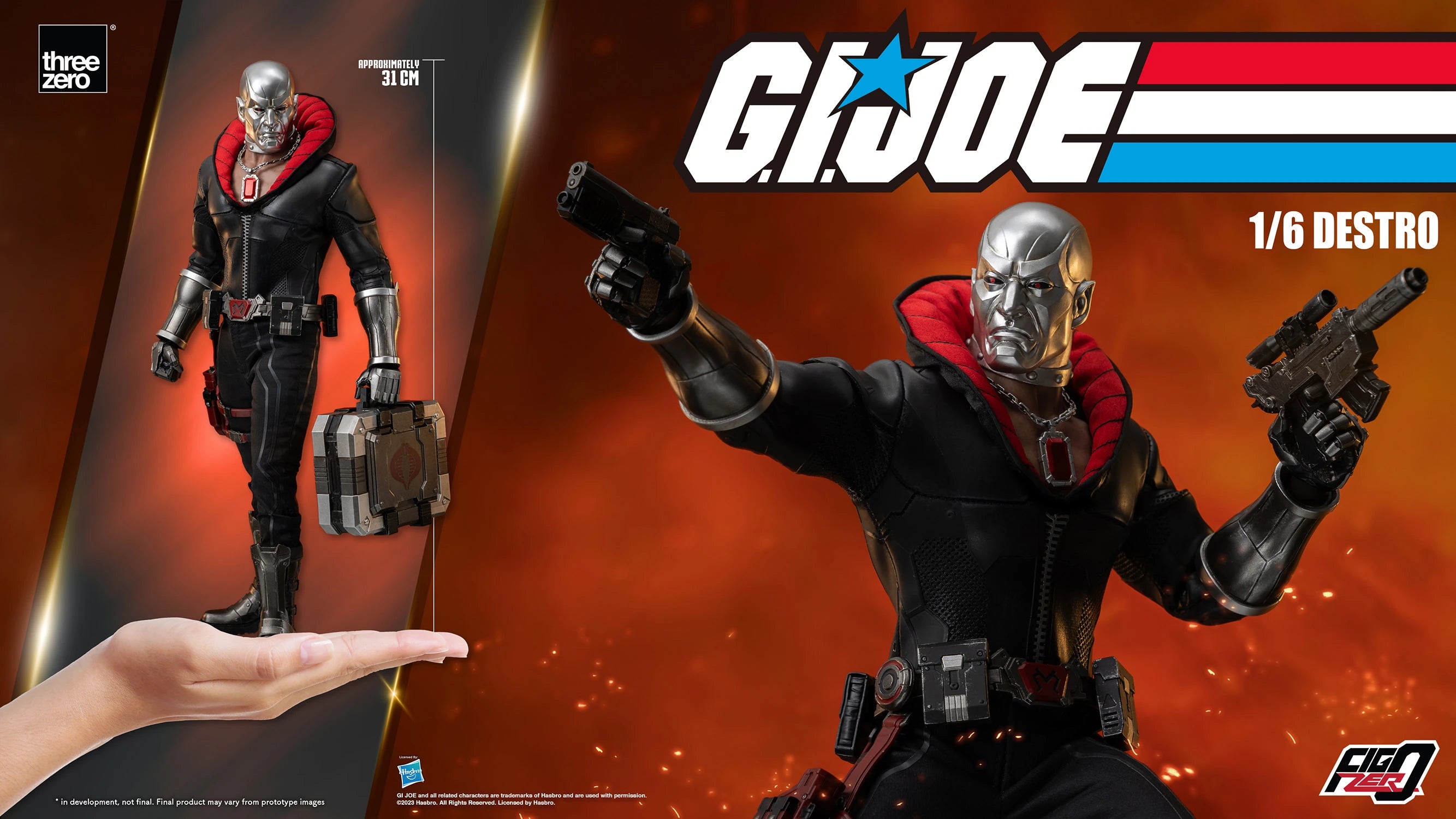 Threezero's G.I. Joe FigZero 1/6 Scale Collectible Action Figure of Destro, the Notorious Arms Dealer