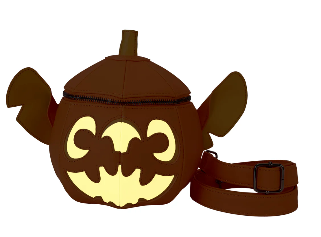 Loungefly Disney Glow-in-the-Dark Stitch Pumpkin-Shaped Crossbody Bag