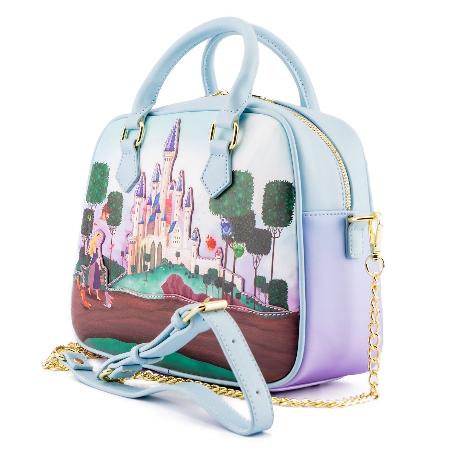Loungefly Disney Sleeping Beauty Princess Castle Themed Fashionable Crossbody Shoulder Bag for Disney Fans