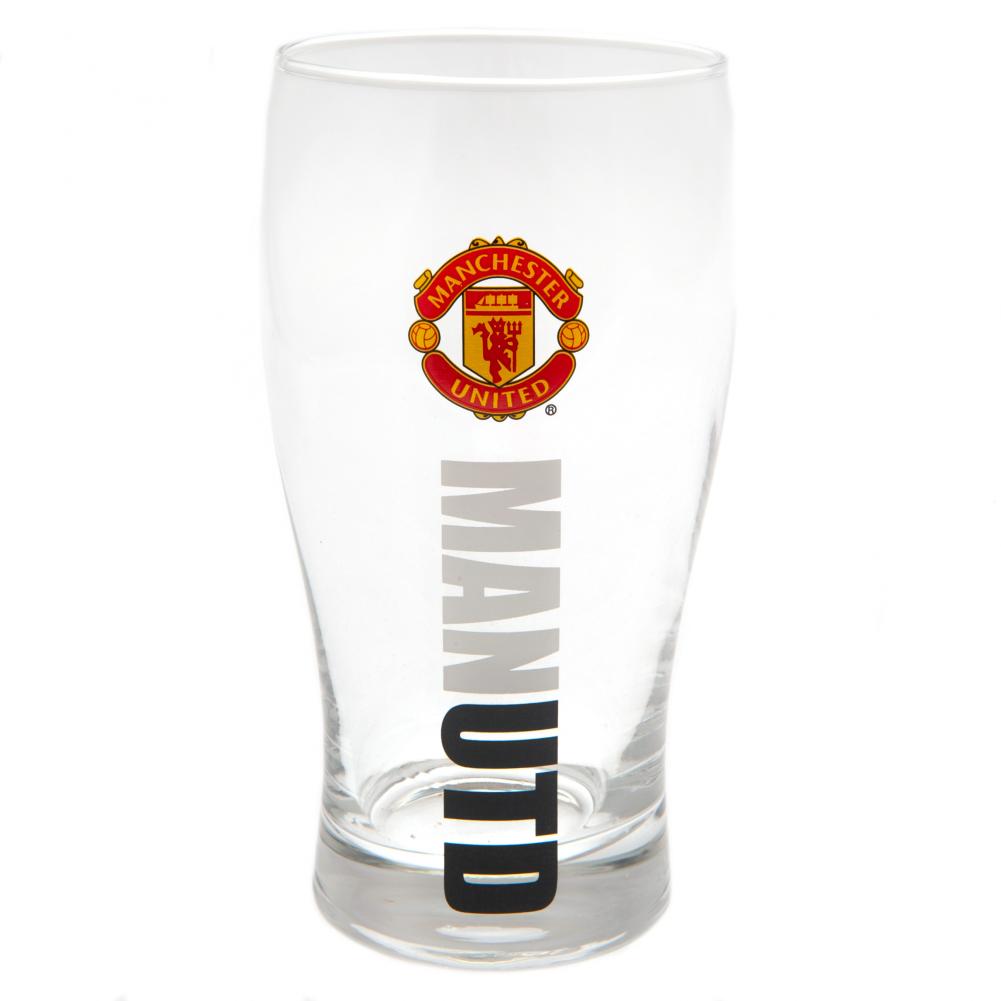 Stylish Manchester United FC Grey and Black Wordmark Tulip Pint Glass