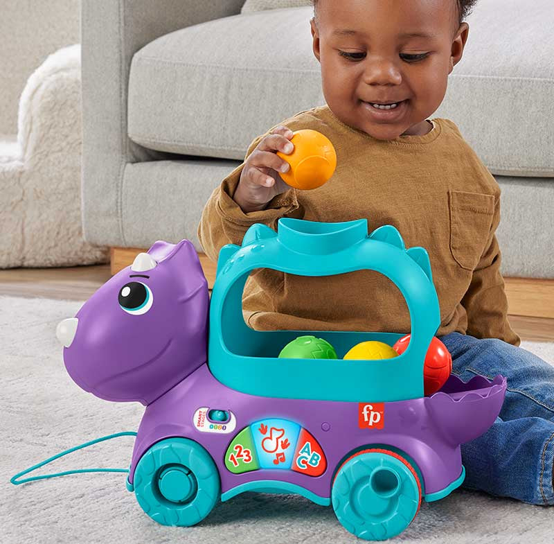 Fisher-Price Interactive Ball Popper Pull Toy - Poppin’ Triceratops for Toddlers' Prehistoric Fun
