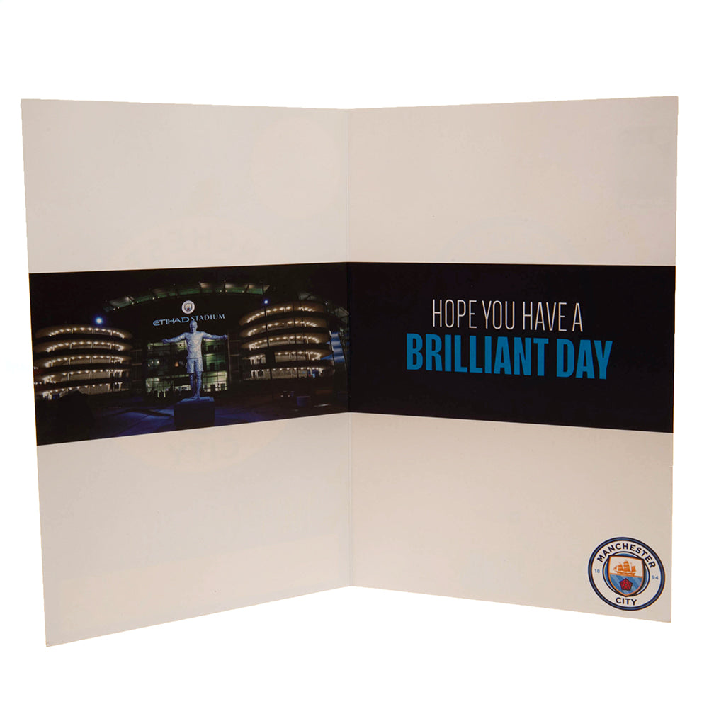 Manchester City Football Club Personalizable Birthday Card with Decorative Gold Stickers