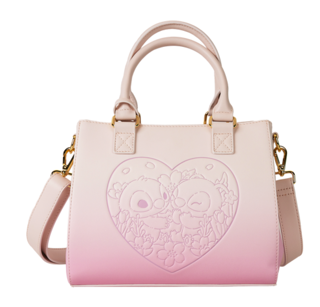 Loungefly Disney Soft Pink Stitch and Angel Adjustable Crossbody Bag
