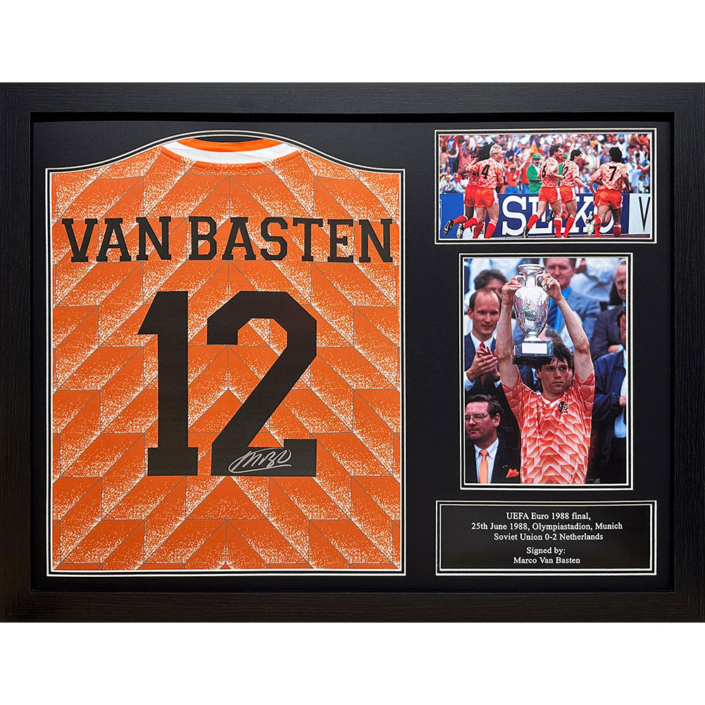Framed Netherlands Retro Shirt Signed by Marco Van Basten