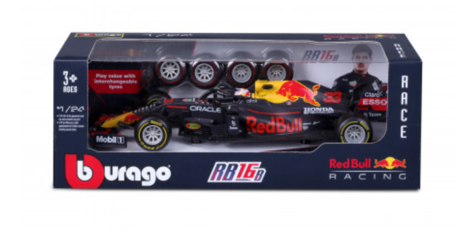 1:24 Scale Official Max Verstappen Formula 1 Red Bull Racing RB16B Pit Stop Playset with Tyre Changing
