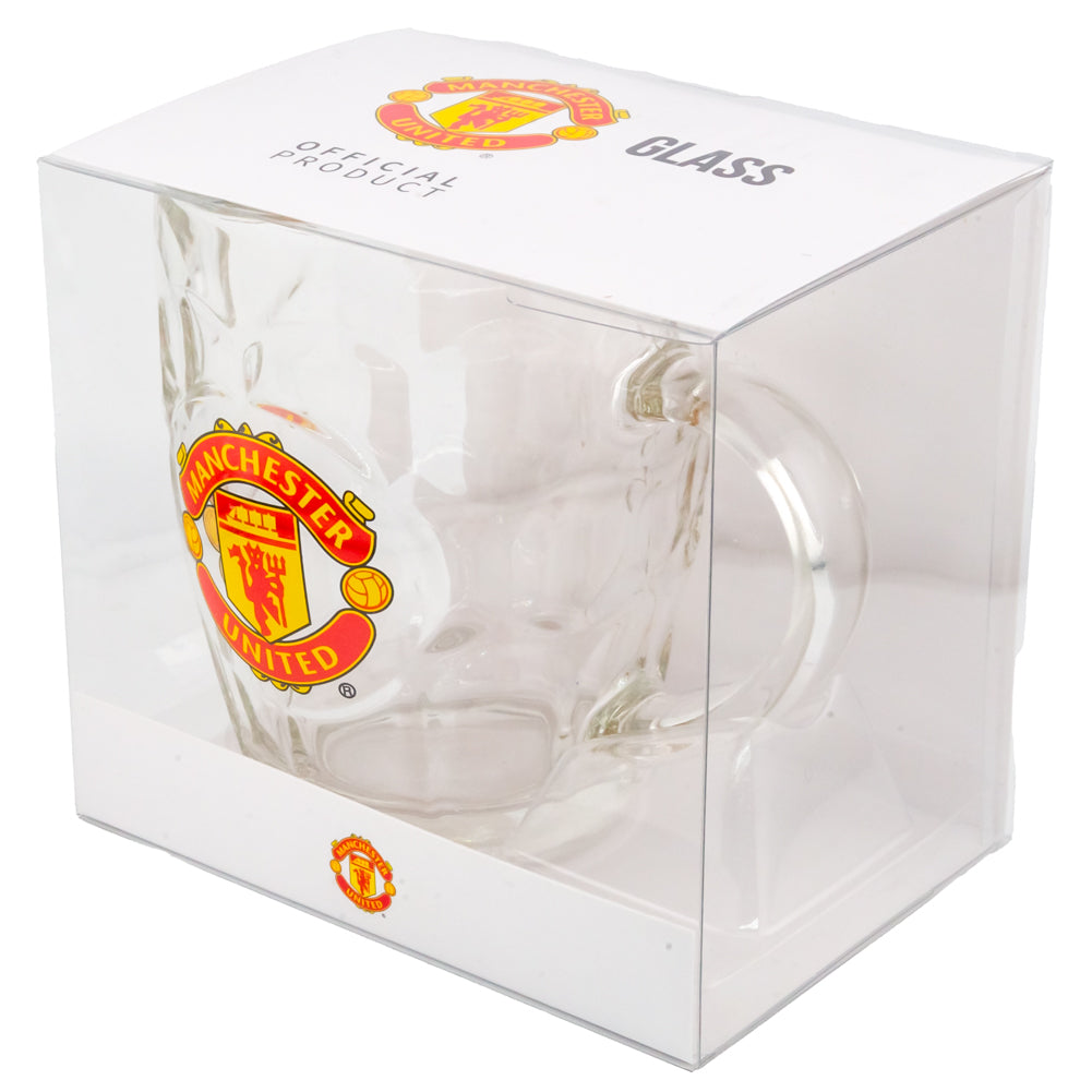 Authentic Manchester United Football Club Dimple Design Pint Glass Tankard for Fans