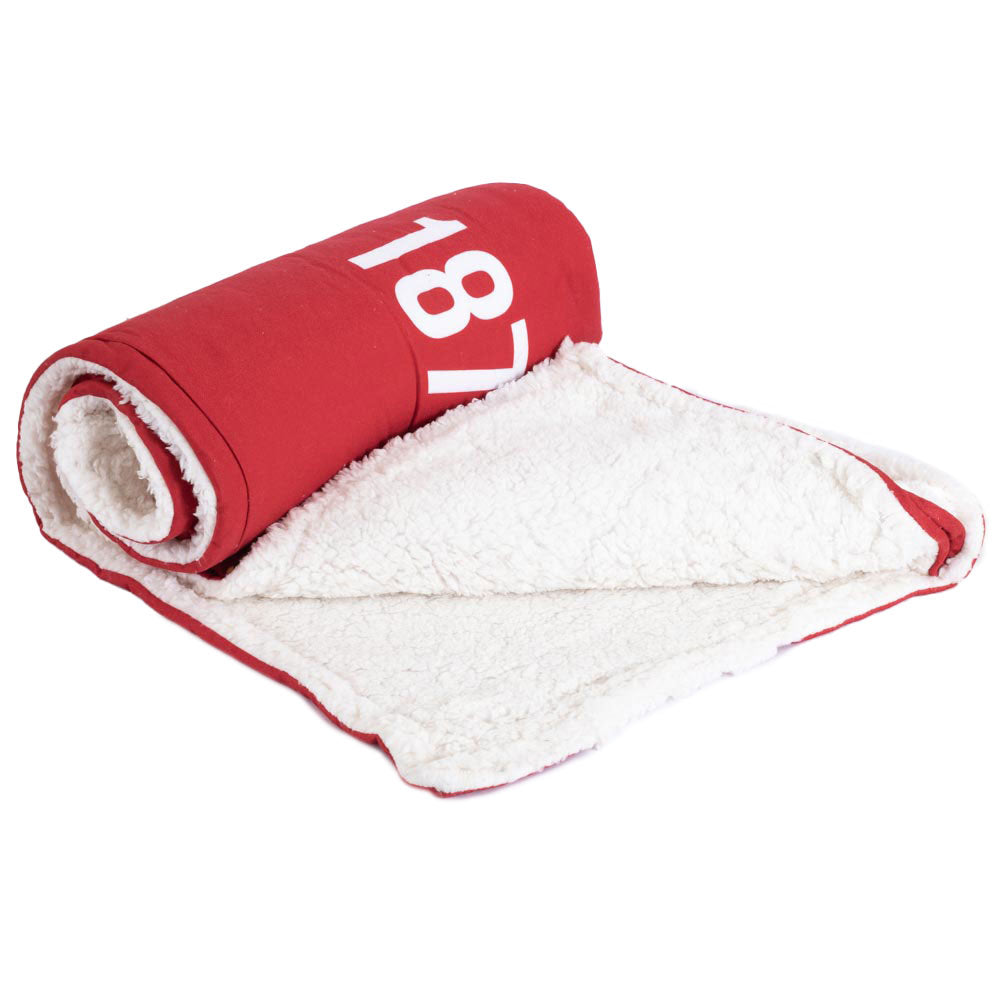 Manchester United Football Club Premium Core Stripe Sherpa Fleece Throw Blanket