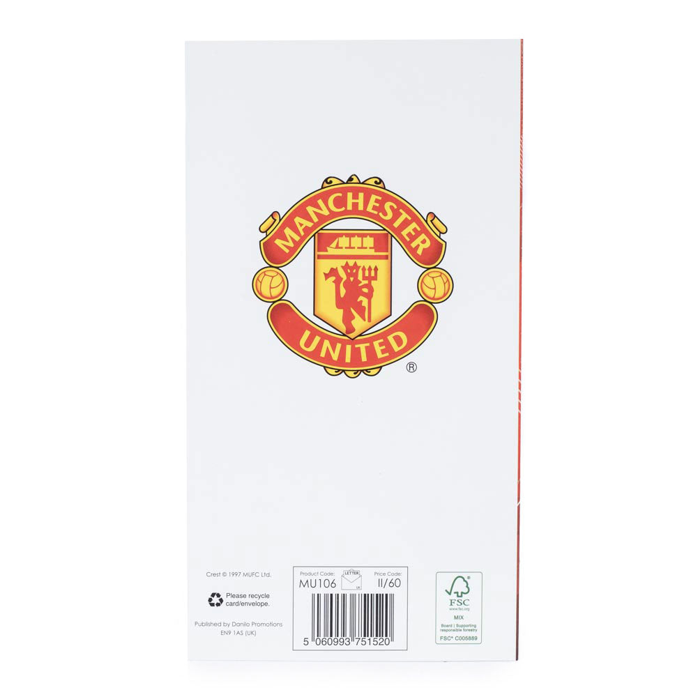 Manchester United Super Son Birthday Card with Stunning Red Gloss Finish
