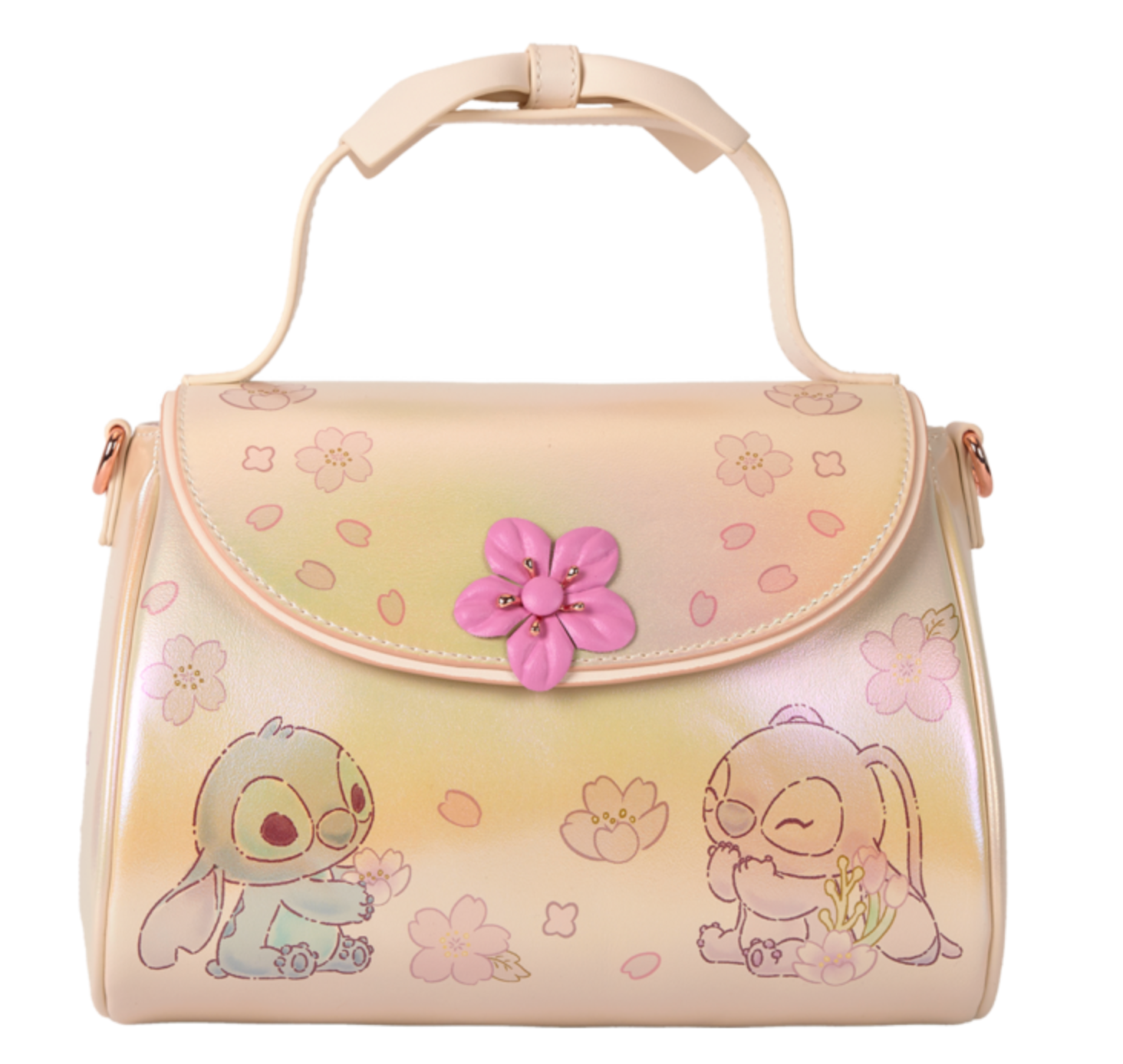 Loungefly Disney Iridescent Stitch and Angel Bow-Handle Fashionable Crossbody Bag