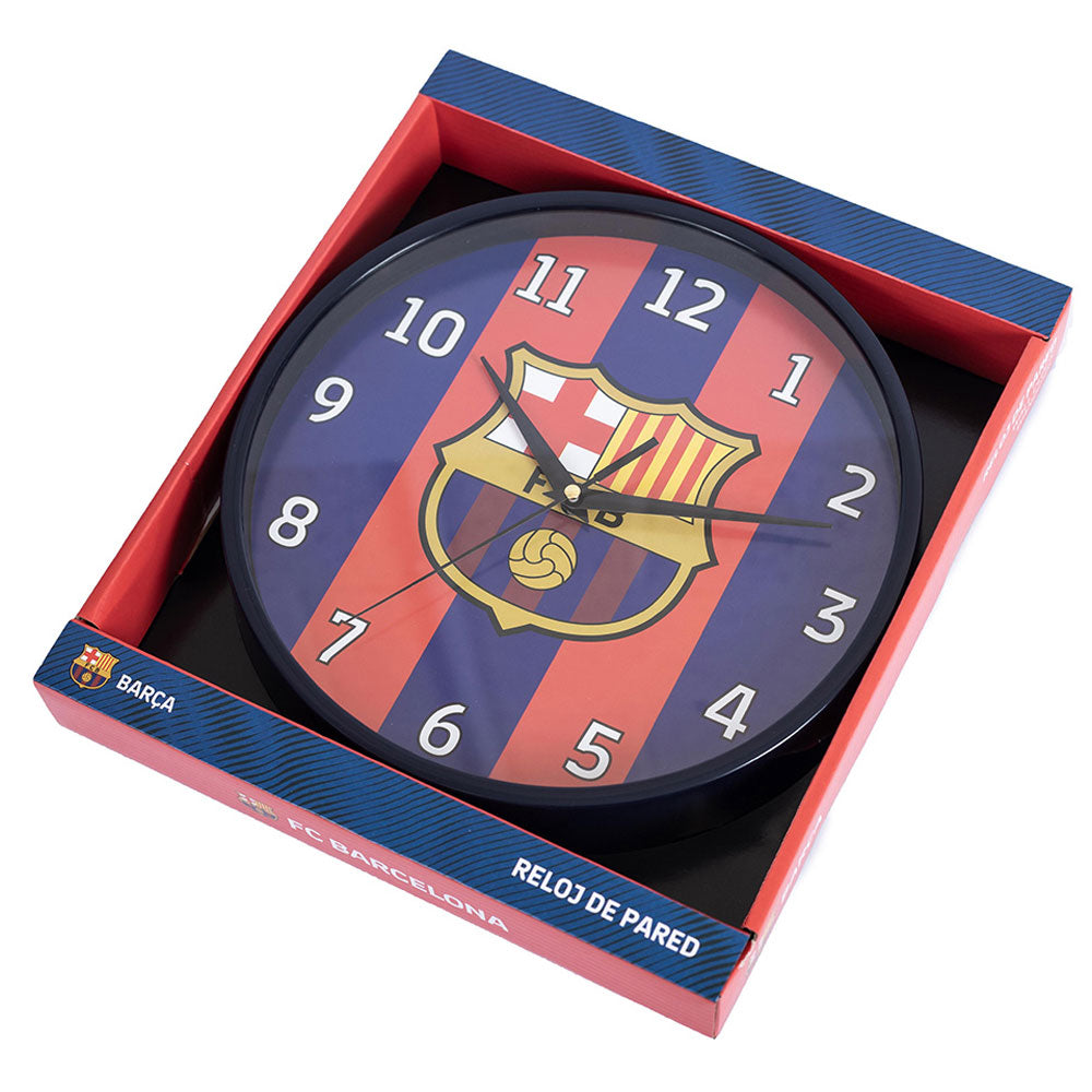 Stylish Red and Blue Striped FC Barcelona Bedroom Wall Clock