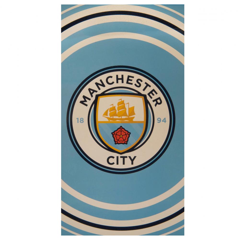 Soft 100% Cotton Velour Manchester City FC Beach Towel with Large Crest