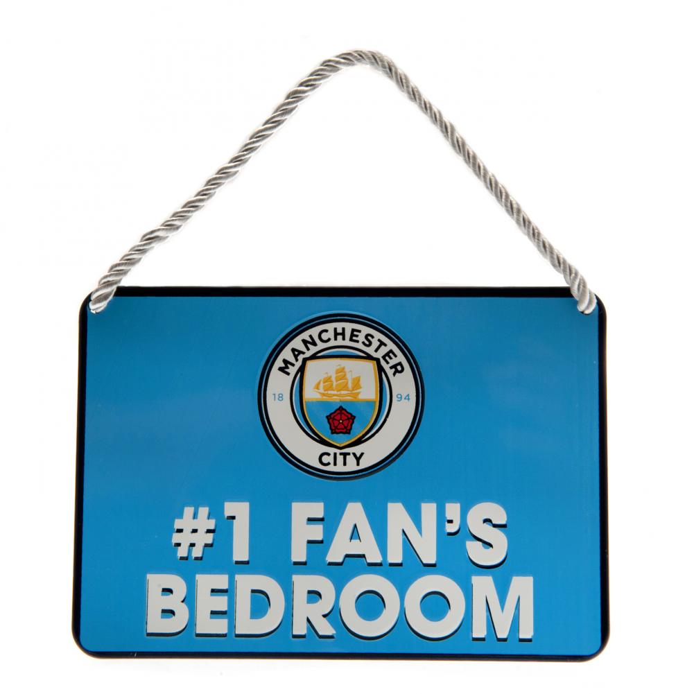 Manchester City Football Club Vibrant Metal Hanging Bedroom Sign for Ultimate Fans