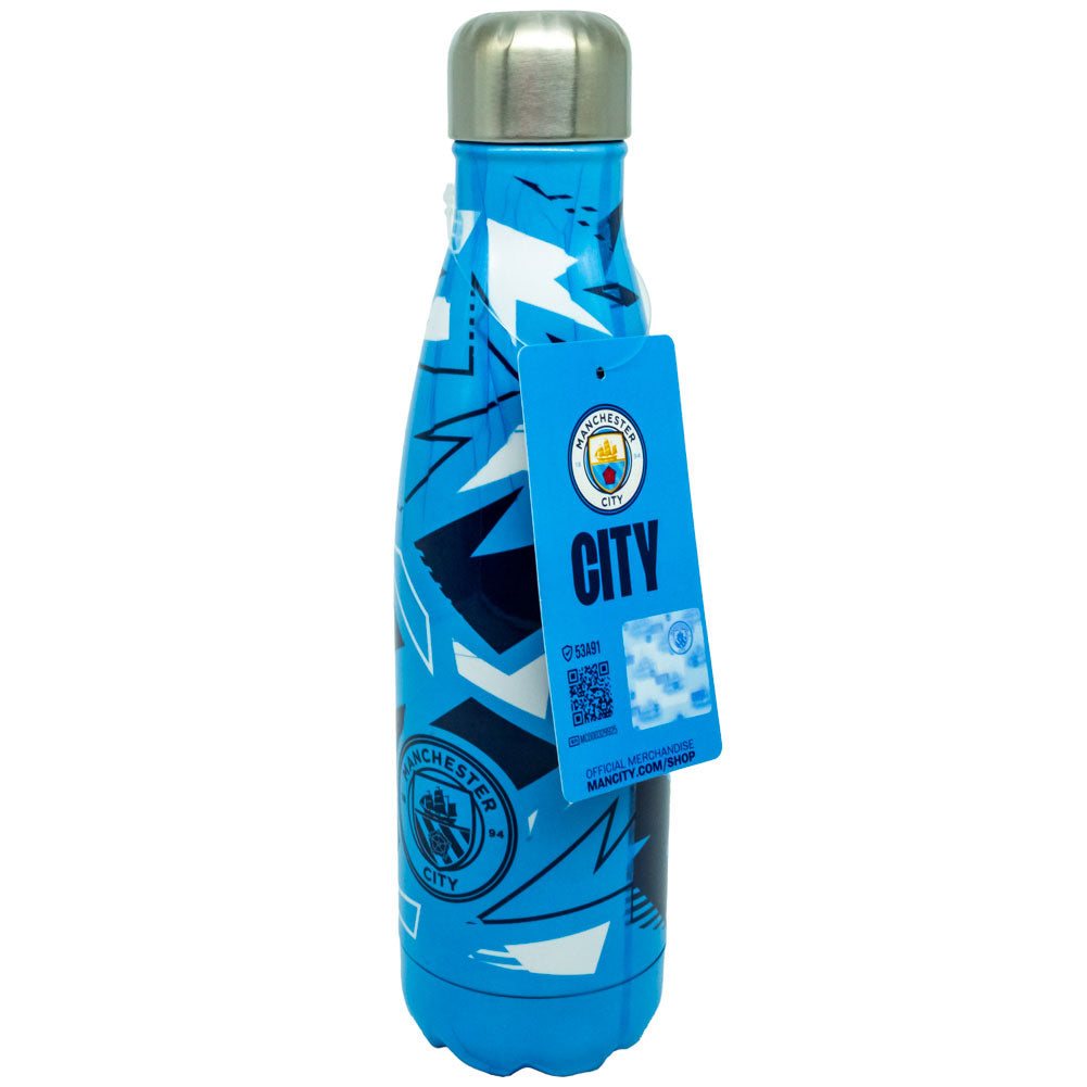 Sky Blue and Navy Manchester City FC Insulated Stainless Steel Thermal Flask